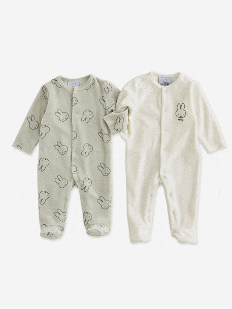 Lot pyjamas naissance bébé mixte Miffy vert de gris 1 - vertbaudet enfant 