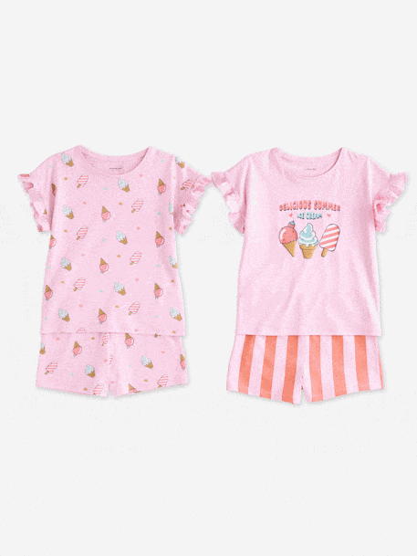 Lot 2 pyjashorts manches courtes fille rose 1 - vertbaudet enfant 