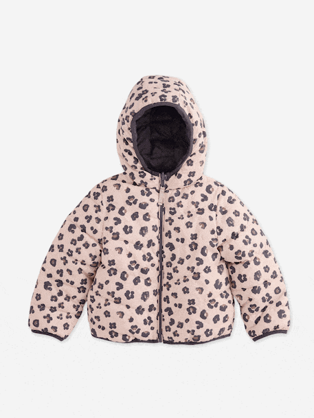 Doudoune fille légère réversible anthracite+rose pâle 1 - vertbaudet enfant 