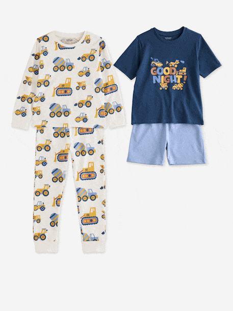 Lot 2 pyjama court et long bleu océan 1 - vertbaudet enfant 