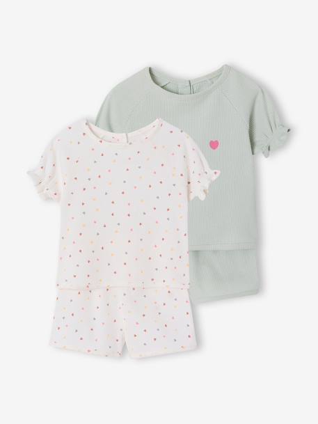 Lot 2 pyjashorts fille pratique vert sauge 1 - vertbaudet enfant 