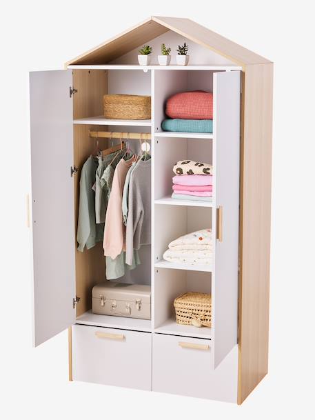 Armoire cabane en bois enfant blanc 2 - vertbaudet enfant 
