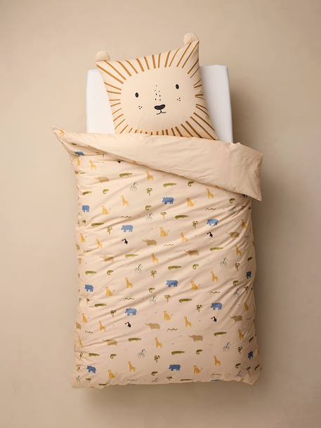 Parure enfant housse de couette et taie d'oreiller COPAINS ANIMAUX blanc imprimé 4 - vertbaudet enfant 