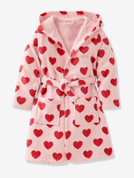 Peignoir en coton imprimé coeurs rose imprimé 1 - vertbaudet enfant 