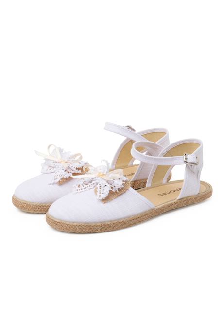 Espadrilles de cérémonie en lin avec nœud rustique Beige+Blanc 7 - vertbaudet enfant 