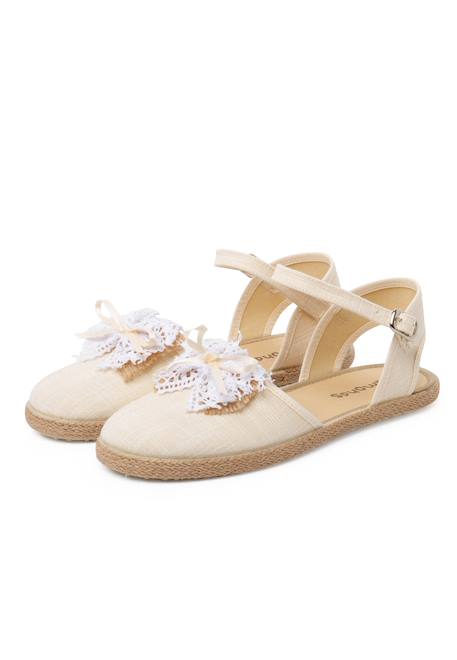 Espadrilles de cérémonie en lin avec nœud rustique Beige+Blanc 3 - vertbaudet enfant 