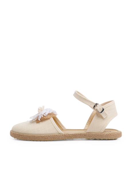 Espadrilles de cérémonie en lin avec nœud rustique Beige+Blanc 1 - vertbaudet enfant 