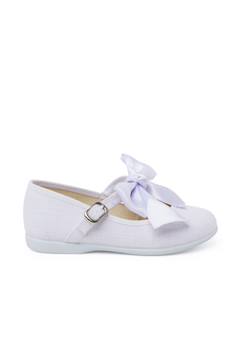 Chaussures-Chaussures babies cérémonie toile nœud satin