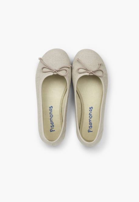 Ballerines de cérémonie en lin pour fille Blanc+Bleu marine+Écru 17 - vertbaudet enfant 