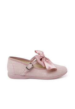 Chaussures-Chaussures bébé 17-26-Chaussures babies cérémonie toile nœud satin