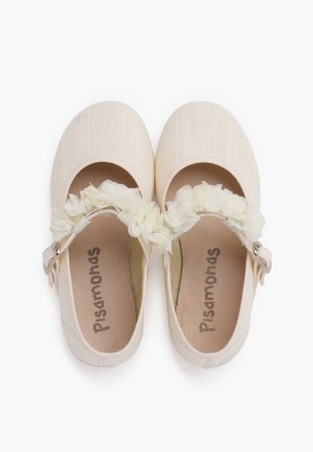 Chaussures babies cérémonie brazalet à fleurs Beige+Blanc 5 - vertbaudet enfant 