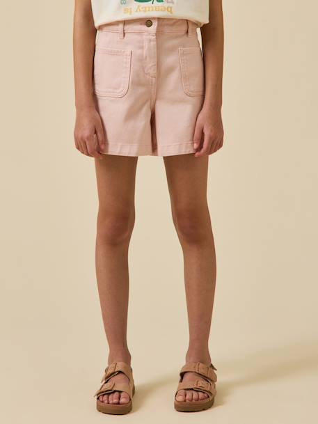 Short fille denim couleur Ecru+Rose tendre+Sable 6 - vertbaudet enfant 
