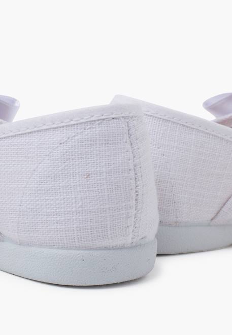Chaussures babies cérémonie toile nœud satin Blanc+Ivoire+Rose claire 6 - vertbaudet enfant 