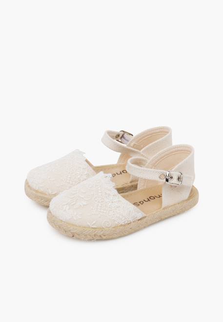 Espadrilles fille broderie cérémonie Écru 4 - vertbaudet enfant 