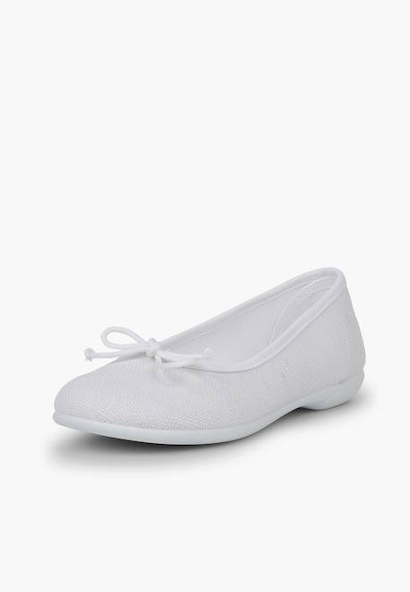 Ballerines de cérémonie en lin pour fille Blanc+Bleu marine+Écru 2 - vertbaudet enfant 