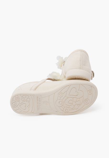 Chaussures babies cérémonie brazalet à fleurs Beige+Blanc 3 - vertbaudet enfant 