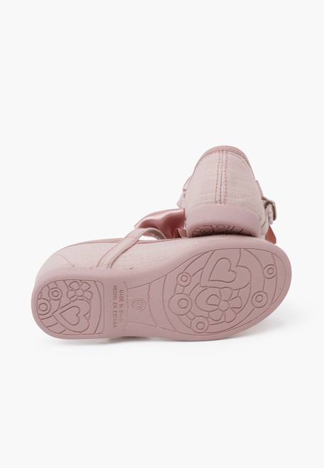 Chaussures babies cérémonie toile nœud satin Blanc+Ivoire+Rose claire 15 - vertbaudet enfant 