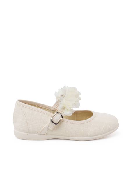 Chaussures babies cérémonie brazalet à fleurs Beige+Blanc 1 - vertbaudet enfant 
