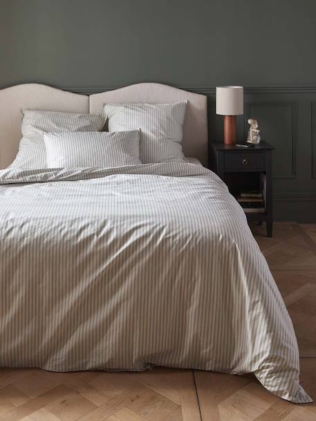 Housse de couette percale de coton 'coutil' Rayure bico bleu 3 - vertbaudet enfant 
