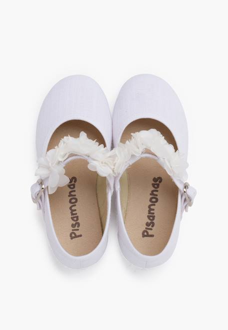 Chaussures babies cérémonie brazalet à fleurs Beige+Blanc 11 - vertbaudet enfant 
