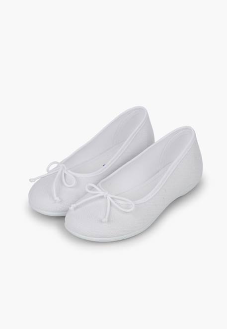 Ballerines de cérémonie en lin pour fille Blanc+Bleu marine+Écru 4 - vertbaudet enfant 