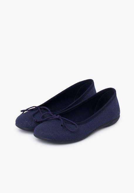 Ballerines de cérémonie en lin pour fille Blanc+Bleu marine+Écru 10 - vertbaudet enfant 