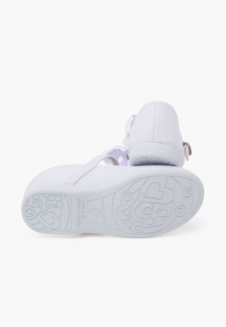 Chaussures babies cérémonie toile nœud satin Blanc+Ivoire+Rose claire 3 - vertbaudet enfant 