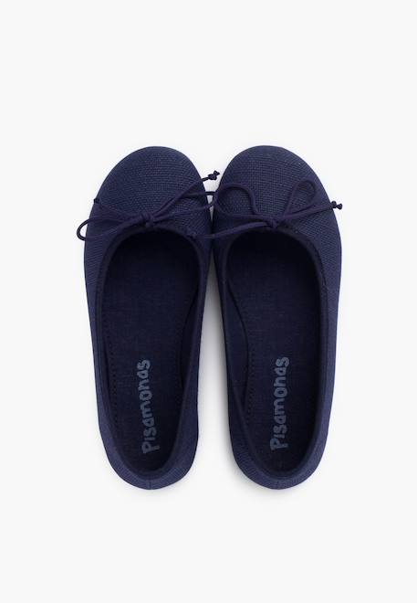 Ballerines de cérémonie en lin pour fille Blanc+Bleu marine+Écru 11 - vertbaudet enfant 