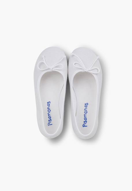 Ballerines de cérémonie en lin pour fille Blanc+Bleu marine+Écru 5 - vertbaudet enfant 