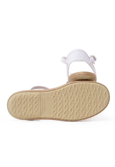 Espadrilles de cérémonie en lin avec nœud rustique Beige+Blanc 6 - vertbaudet enfant 