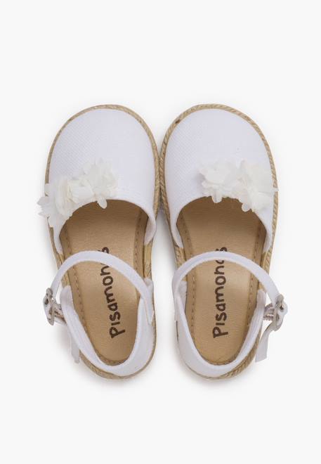 Espadrilles cérémonie fleurs organza Blanc+Écru 5 - vertbaudet enfant 