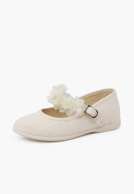Chaussures babies cérémonie brazalet à fleurs Beige+Blanc 2 - vertbaudet enfant 
