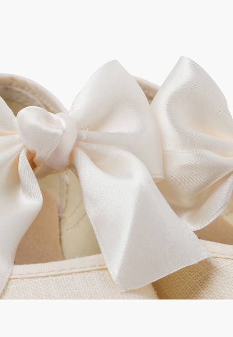 Chaussures babies cérémonie toile nœud satin Blanc+Ivoire+Rose claire 12 - vertbaudet enfant 