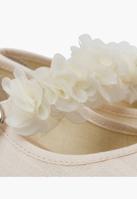 Chaussures babies cérémonie brazalet à fleurs Beige+Blanc 6 - vertbaudet enfant 