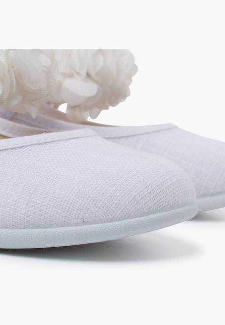 Chaussures babies cérémonie brazalet à fleurs Beige+Blanc 12 - vertbaudet enfant 
