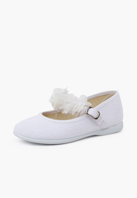Chaussures babies cérémonie brazalet à fleurs Beige+Blanc 8 - vertbaudet enfant 