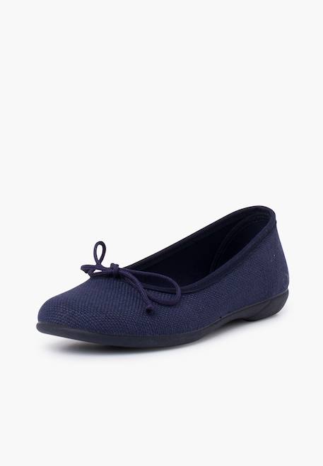 Ballerines de cérémonie en lin pour fille Blanc+Bleu marine+Écru 8 - vertbaudet enfant 