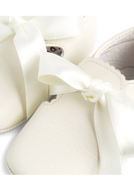 Chaussures à ruban pour cérémonies Beige+Blanc 6 - vertbaudet enfant 