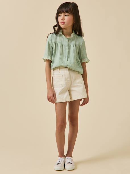 Short fille denim couleur Ecru+Rose tendre+Sable 4 - vertbaudet enfant 