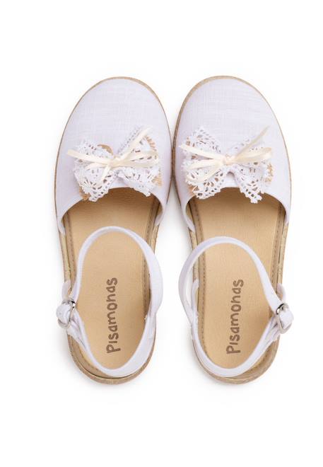 Espadrilles de cérémonie en lin avec nœud rustique Beige+Blanc 8 - vertbaudet enfant 
