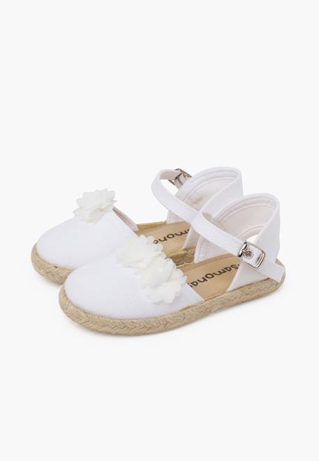 Espadrilles cérémonie fleurs organza Blanc+Écru 4 - vertbaudet enfant 