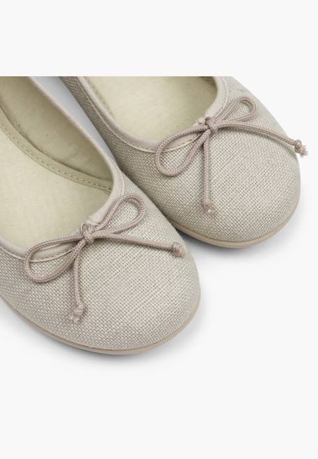 Ballerines de cérémonie en lin pour fille Blanc+Bleu marine+Écru 18 - vertbaudet enfant 