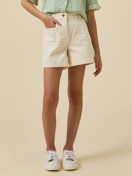 Short fille denim couleur Ecru+Rose tendre+Sable 1 - vertbaudet enfant 