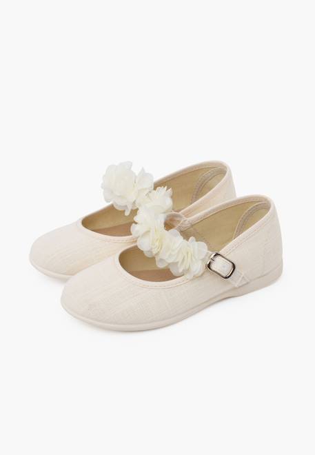 Chaussures babies cérémonie brazalet à fleurs Beige+Blanc 4 - vertbaudet enfant 