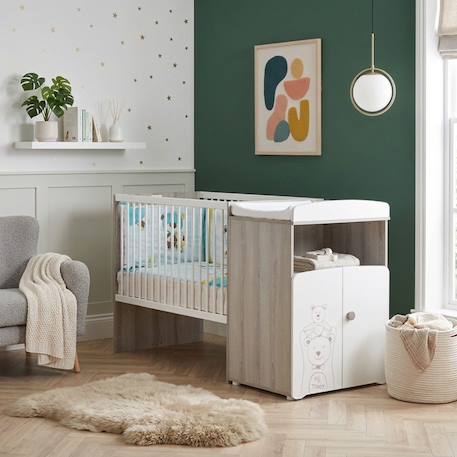 Lit bébé combiné évolutif en bois - teddy Blanc 1 - vertbaudet enfant 