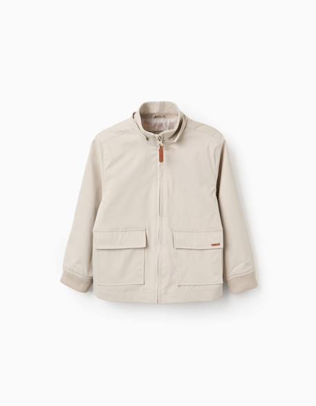 Veste avec doublure et capuche amovible Beige clair+Bleu 2 - vertbaudet enfant 