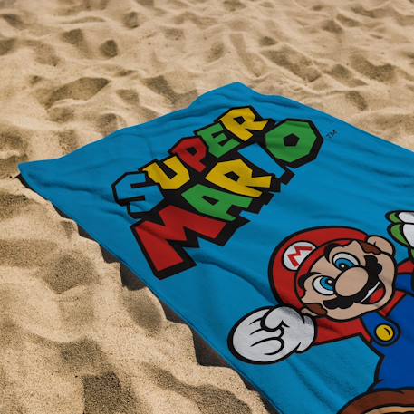 Serviette de bain et de plage imprimée 100% coton, super mario yoshi Bleu 2 - vertbaudet enfant 