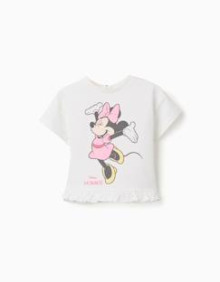 -T-shirt en coton avec imprimé minnie et volants