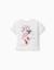 T-shirt en coton avec imprimé minnie et volants Blanc 1 - vertbaudet enfant 