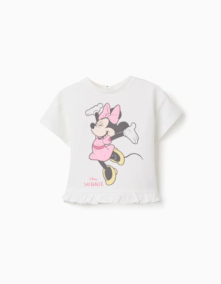 Bébé-T-shirt, sous-pull-T-shirt en coton avec imprimé minnie et volants